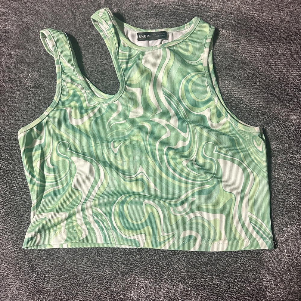 Groovy Green Patterned Crop Top